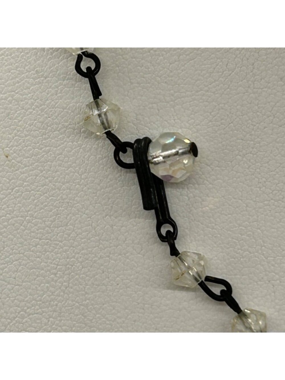 Vintage Clear Faceted Glass Bead Necklace With Shepherds Hook Clasp 1940-1950s - Picture 6 of 14